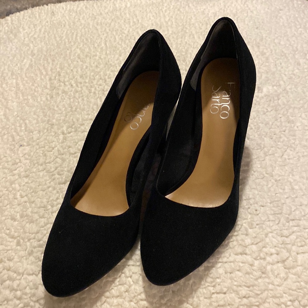 Franco Sarto Black Suede Pumps